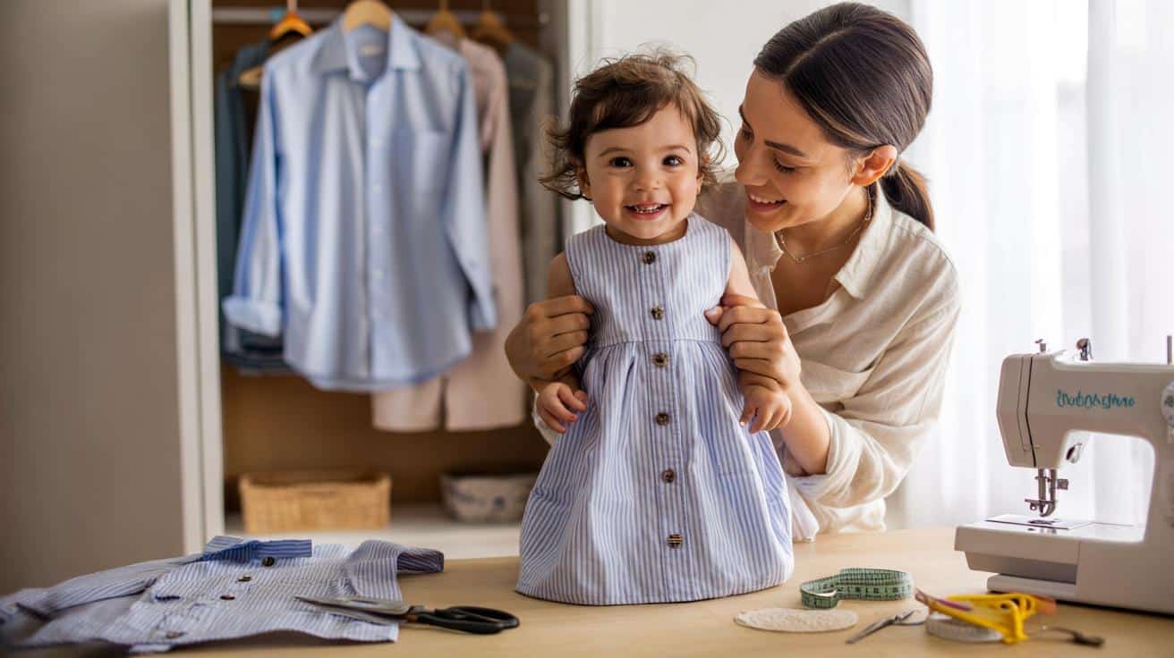 Stara koszula męska w szafie? Zrób z niej uroczą sukienkę dla dziecka