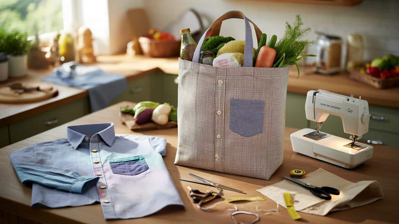 Stara koszula w szafie? Zrób z niej mocny torba na zakupy DIY