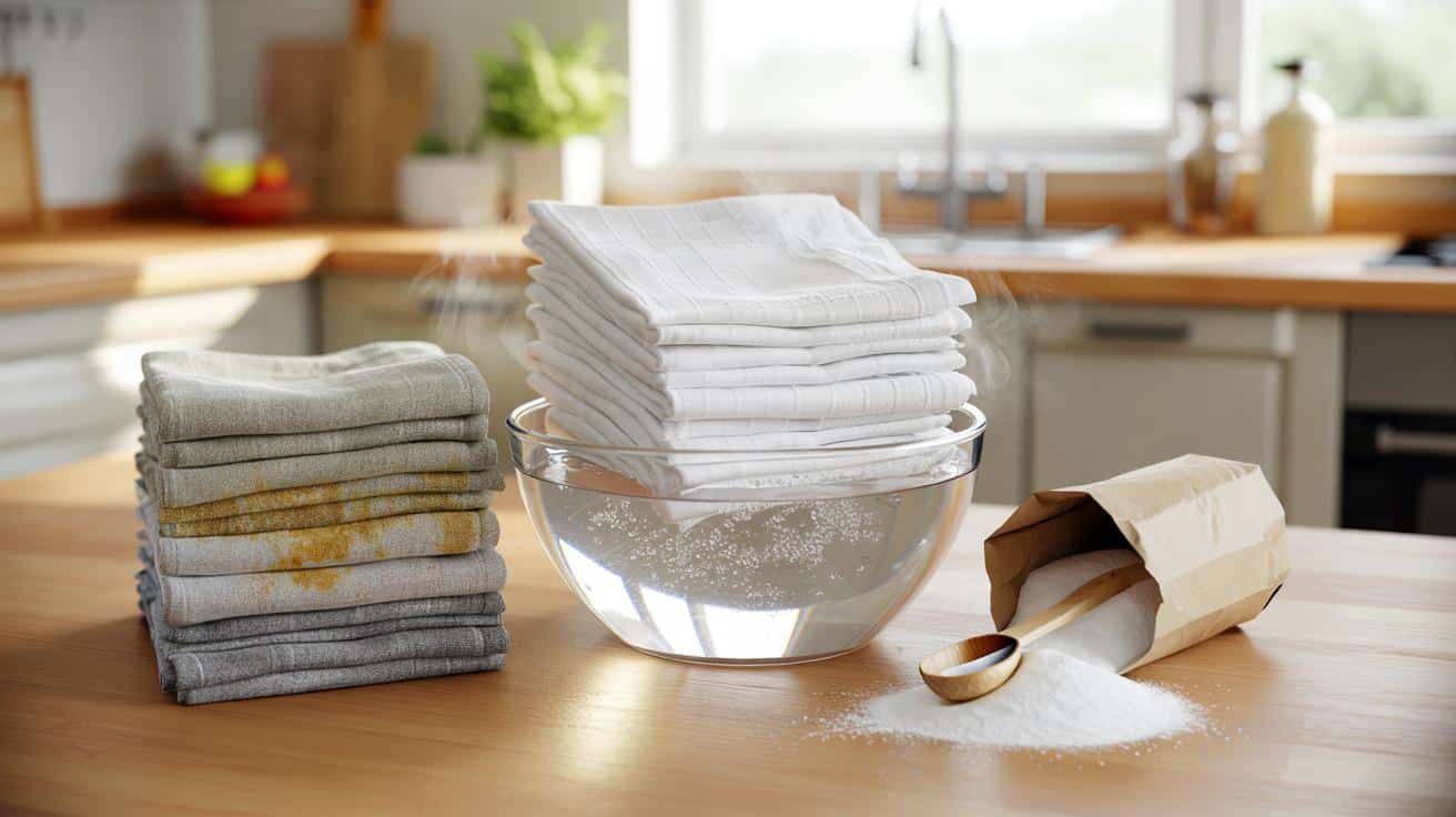 Stare kuchenne ściereczki jak nowe. Jeden zapomniany proszek robi cuda