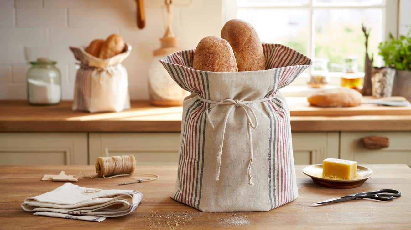 Stare kuchenne ściereczki w paski zmień w modny worek na chleb