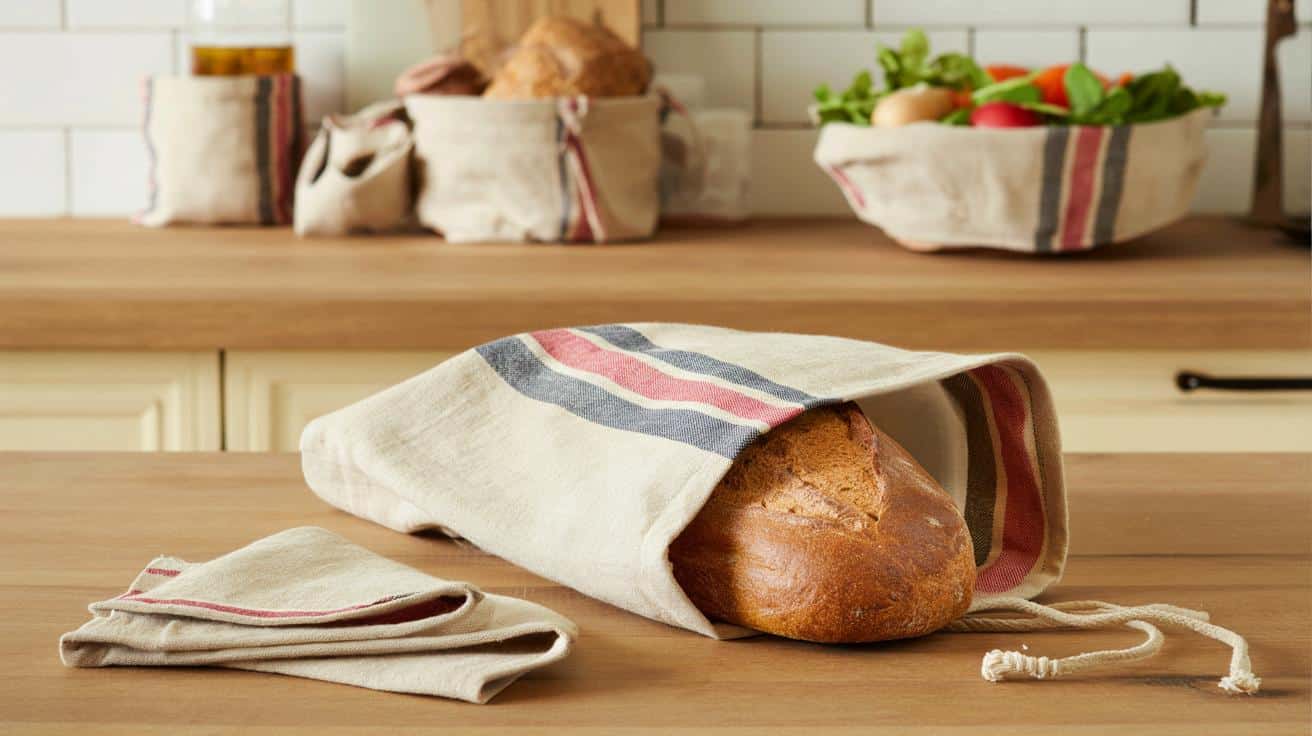 Stare kuchenne ściereczki w paski zmień w stylowy worek na chleb