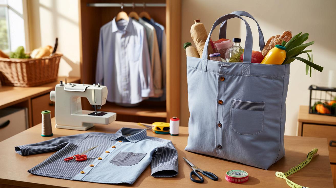 Stare męskie koszule zamienisz w mocny torba na zakupy w godzinę