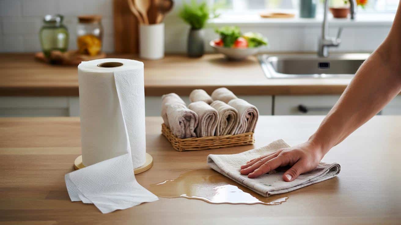 Stare prześcieradło zamiast ręczników papierowych? Sprytny trik do kuchni