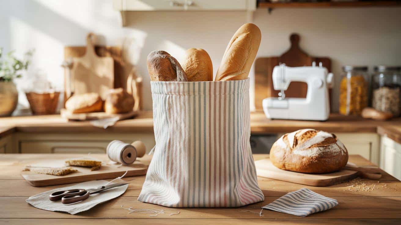 Stare ściereczki w paski zmienisz w modny worek na pieczywo