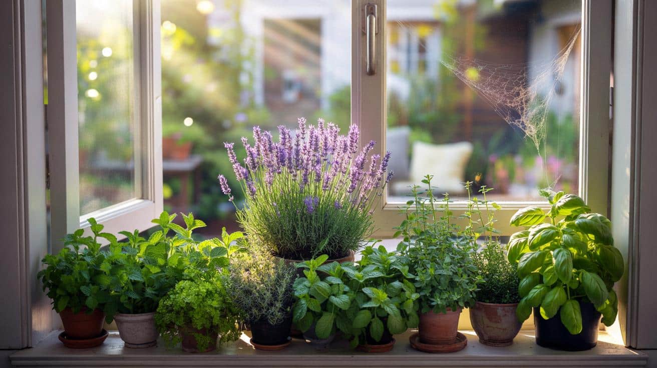 Stary trik z doniczkami w oknie. Pająki trzymają się z daleka