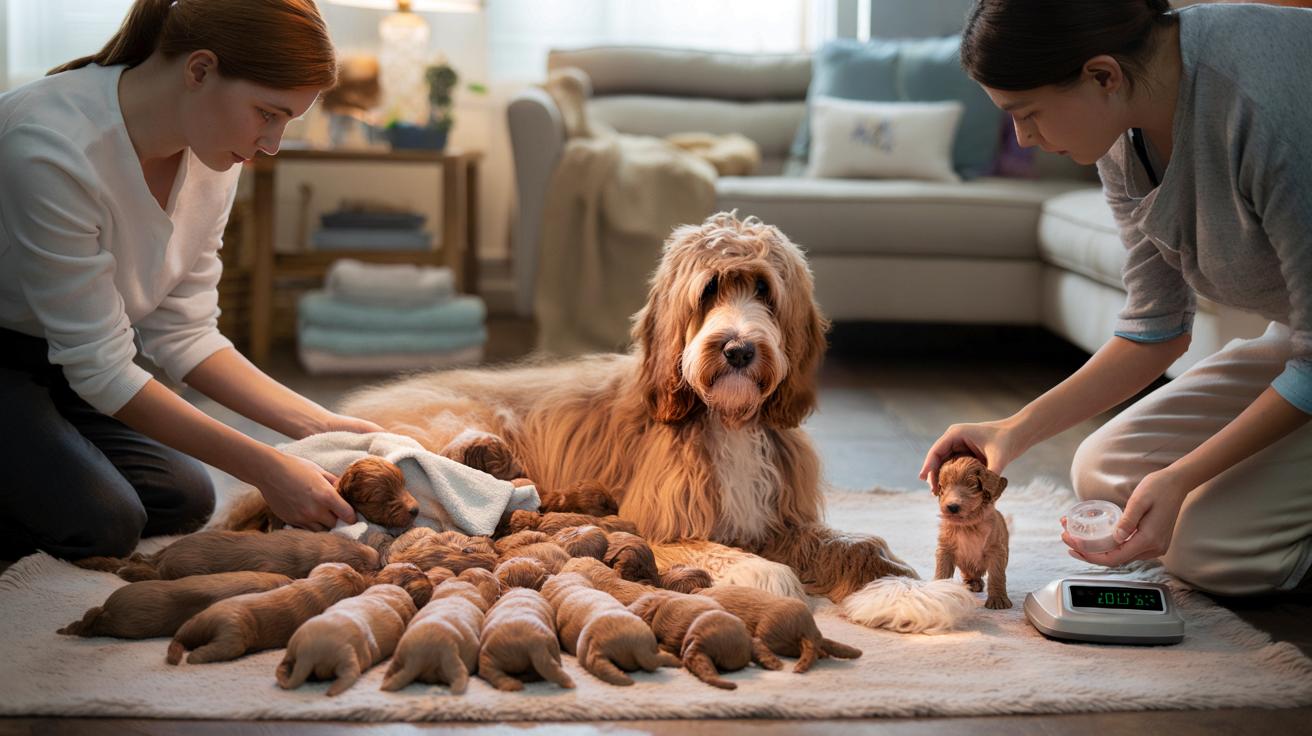 Suka Marigold rodzi 17 szczeniąt w 13 godzin. Weterynarze mówią o rekordzie