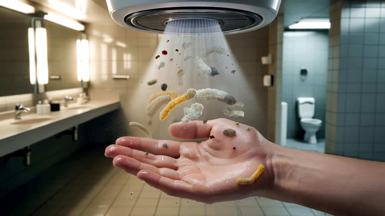 Suszarki do rąk w toalecie: co tak naprawdę ląduje na skórze?