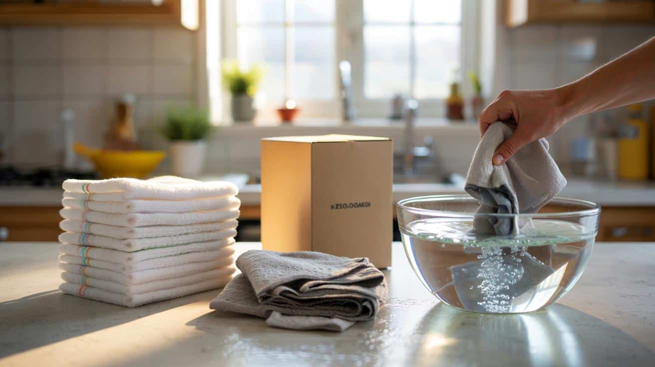Szare kuchenne ściereczki jak nowe: ten proszek działa lepiej niż wybielacz