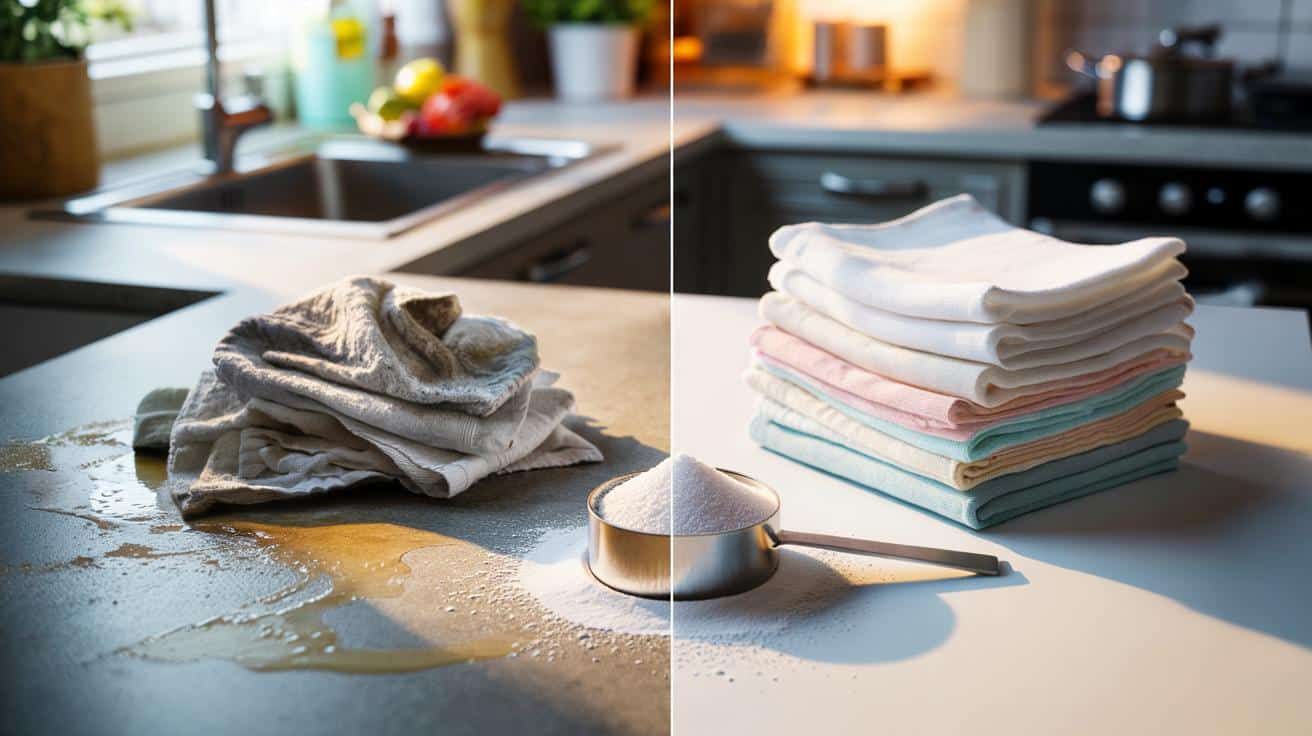 Szare, śmierdzące ściereczki kuchenne? Ta tania proszkowa trucizna na brud działa lepiej niż chlor