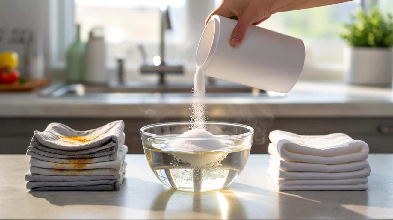 Szare, śmierdzące ściereczki kuchenne? Ten proszek wybieli je lepiej niż wybielacz