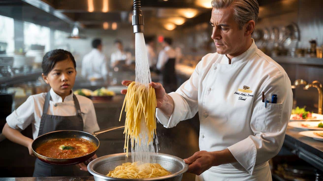 Szef kuchni restauracji gwiazdkowej zdradza dlaczego zawsze płucze makaron po ugotowaniu