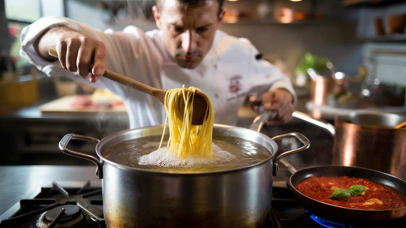 Szef kuchni wyjaśnia dlaczego makaron powinno się mieszać tylko w jednym konkretnym momencie gotowania