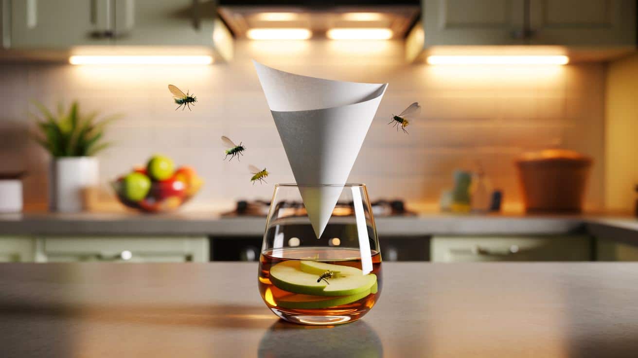 Szklanka na blacie i koniec z muszkami owocówkami w kuchni po jednej nocy