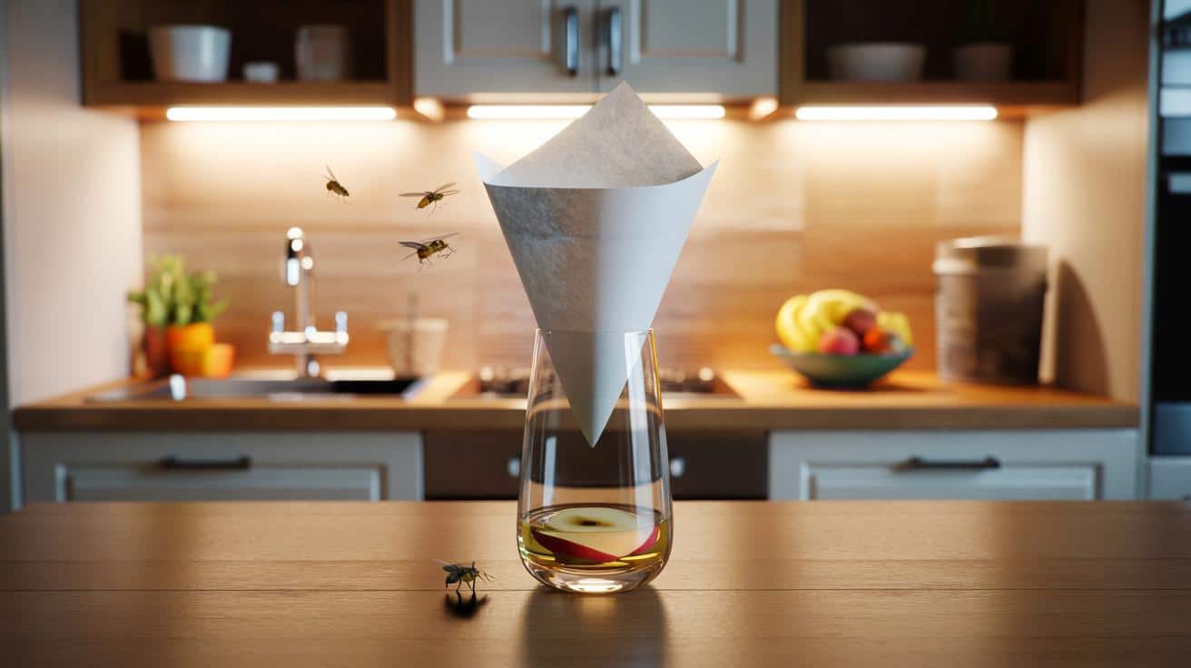 Szklanka na blacie i po sprawie: prosty nocny trik na muszki owocówki w kuchni