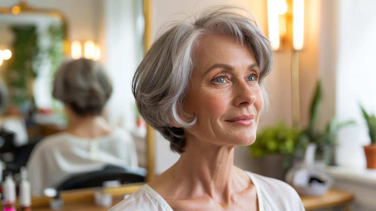 Ta fryzura dla kobiet po sześćdziesiątce wygląda elegancko i świeżo