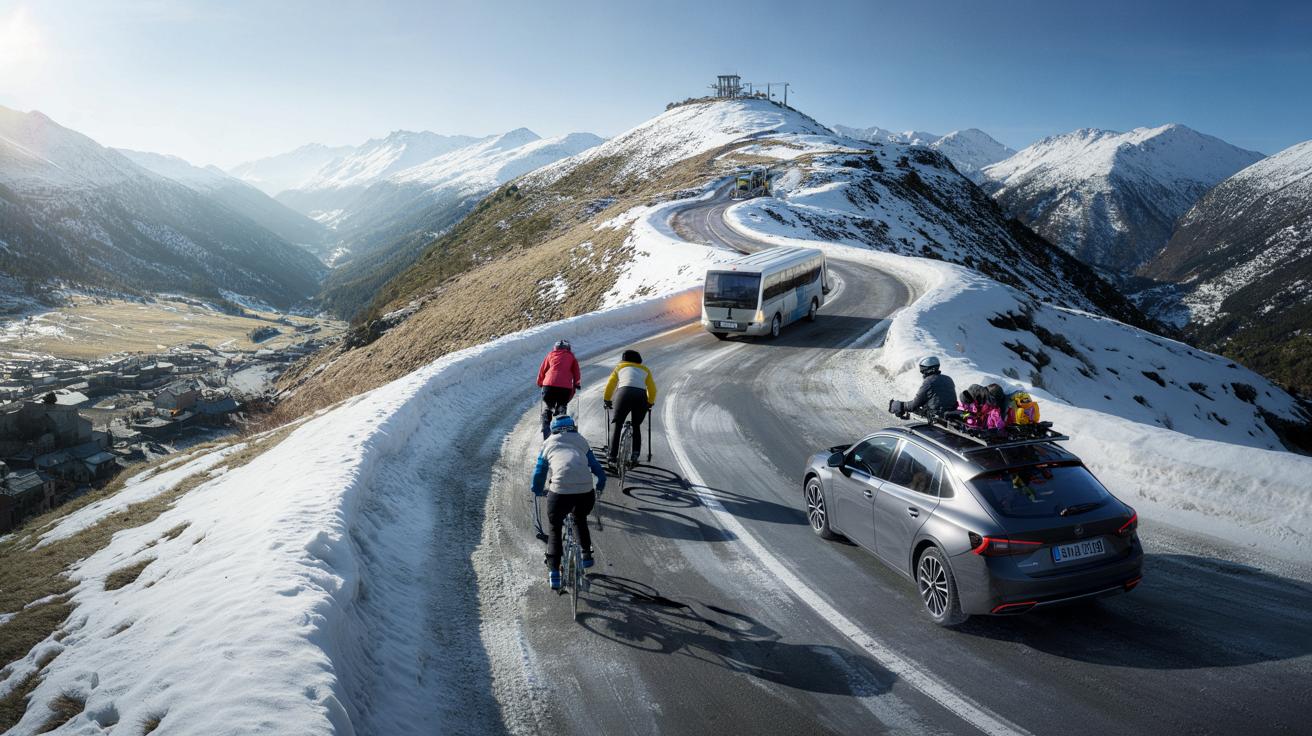 Ta górska droga w Pirenejach co zimę zaskakuje rodziny i kolarzy
