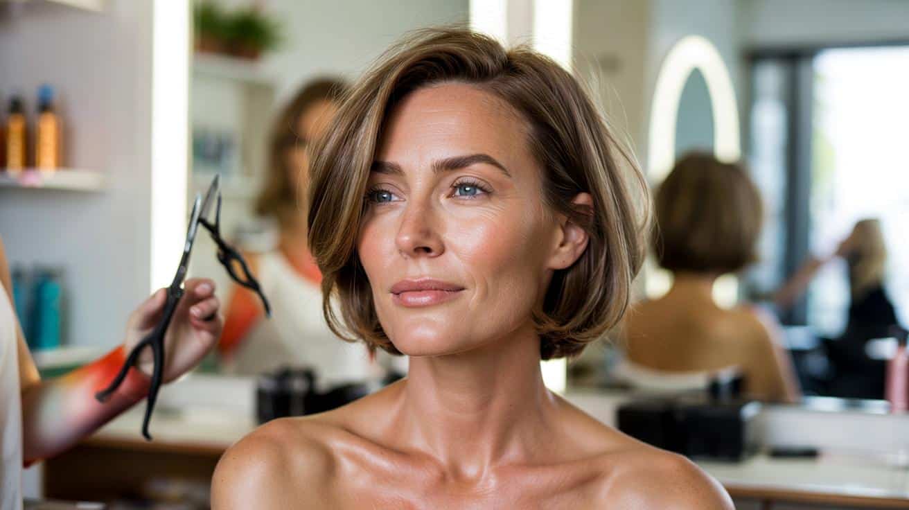 Ta krótka fryzura sprawia, że twarz wygląda młodziej i świeżej nawet bez makijażu