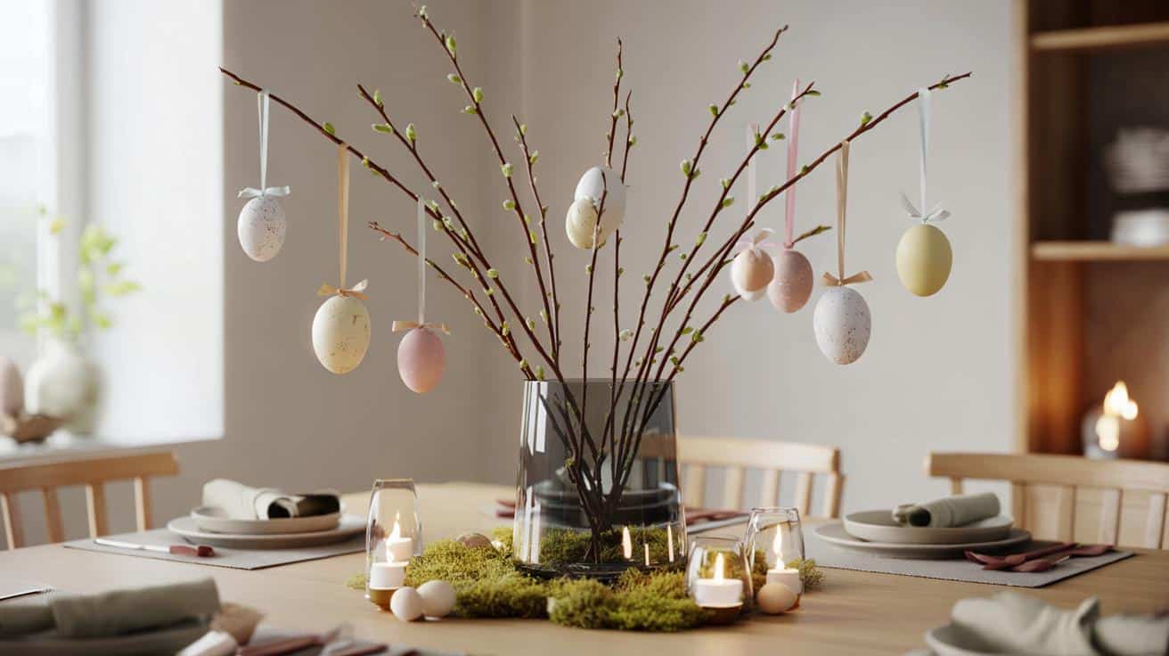 Ta prosta dekoracja z gałęzi przebija każdą świąteczną serwetę