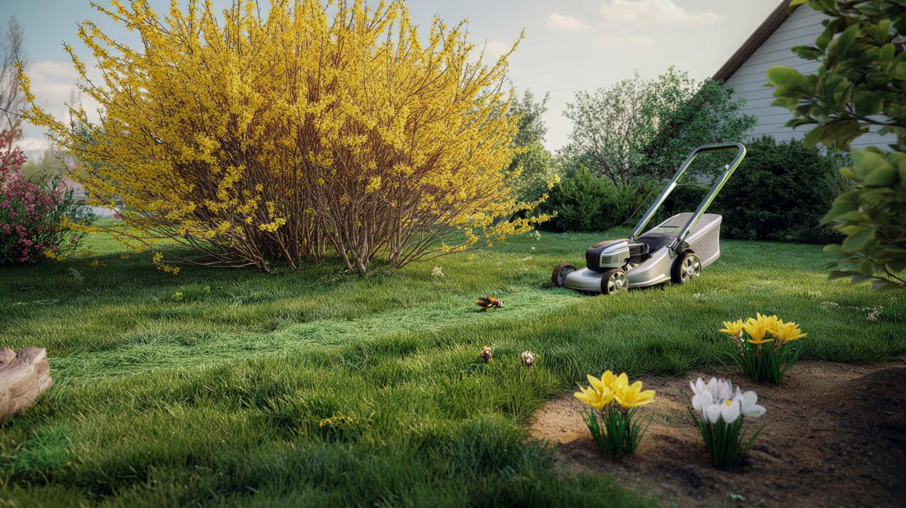 Ta żółta krzewinka zdradza idealny moment na pierwsze koszenie trawnika