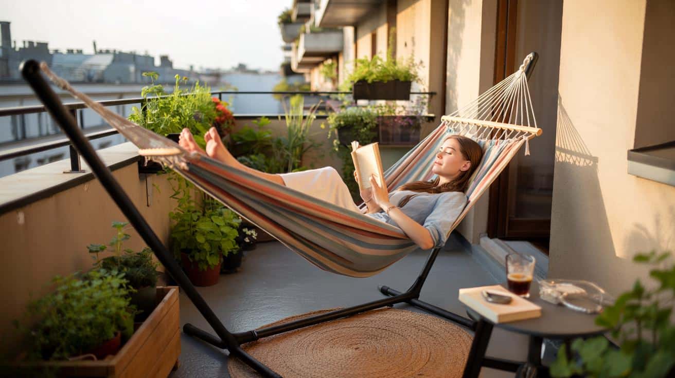Tani hamak z marketu za mniej niż 40 zł zmienia balkon w letnią oazę