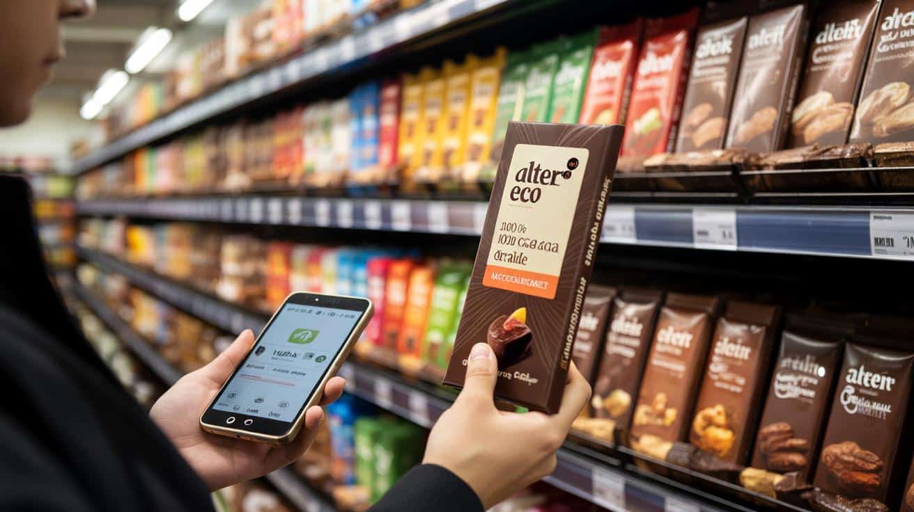 Tania tabliczka z marketu, którą Yuka stawia nad znanymi markami