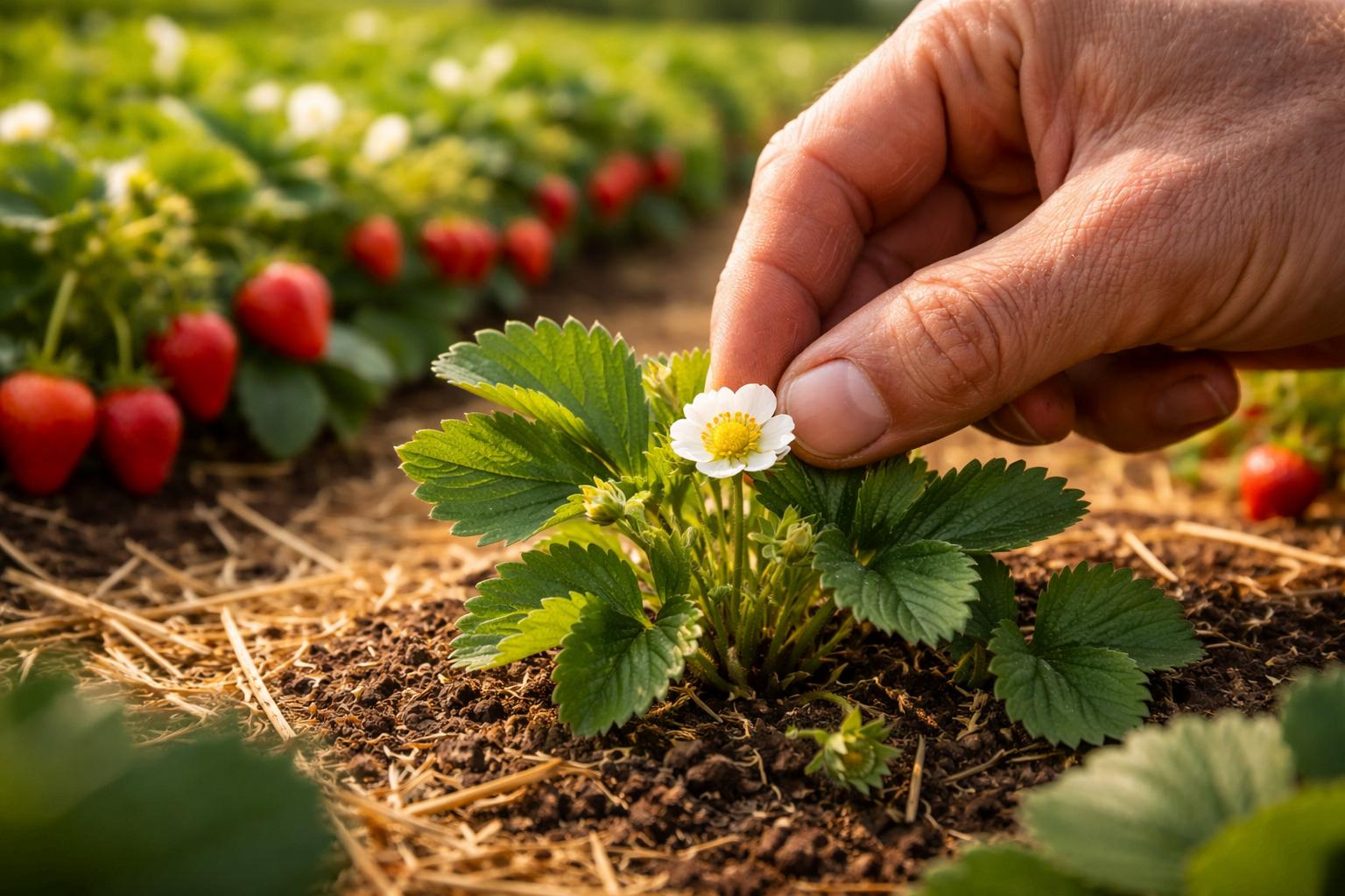 Ten bolesny krok w truskawkach daje lawinę owoców na grządkach