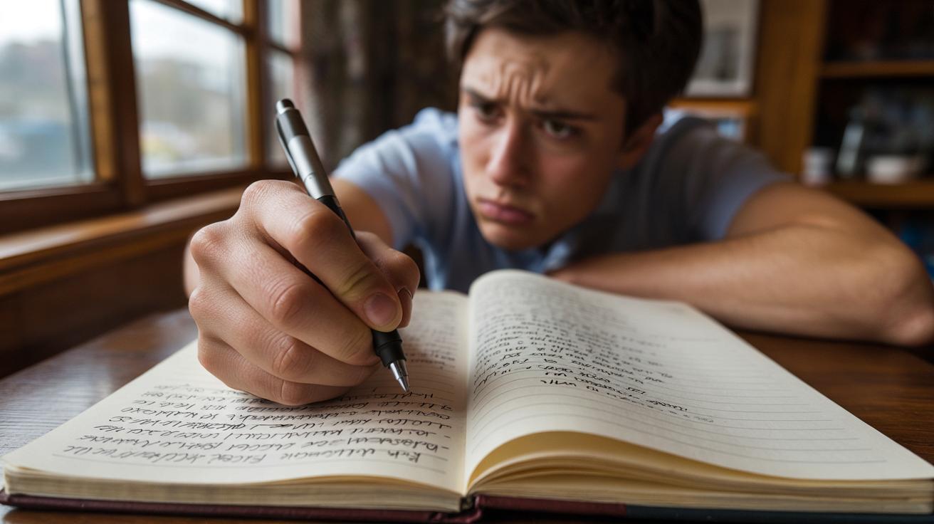 Ten detal w piśmie ręcznym pokazuje brak wiary w siebie