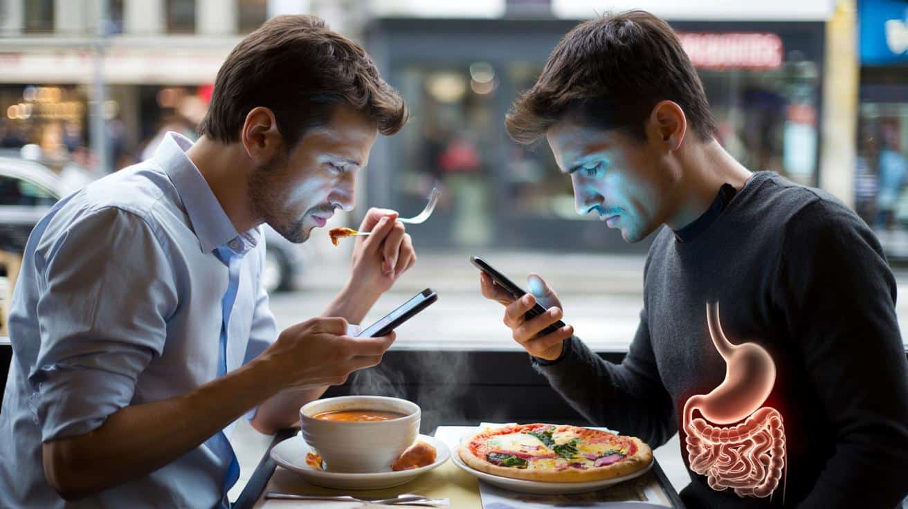 Ten nawyk przeglądania telefonu podczas jedzenia który ma prawie każdy niszczy trawienie