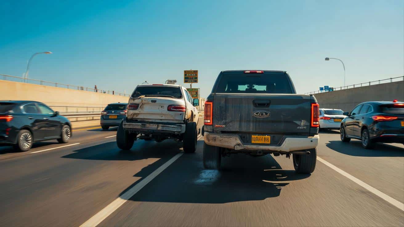 Texan ryzykuje własnym pickupem, by zatrzymać niekontrolowane auto na autostradzie