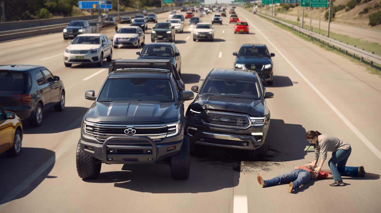 Texanin taranem pickupa zatrzymał niekontrolowane auto na autostradzie