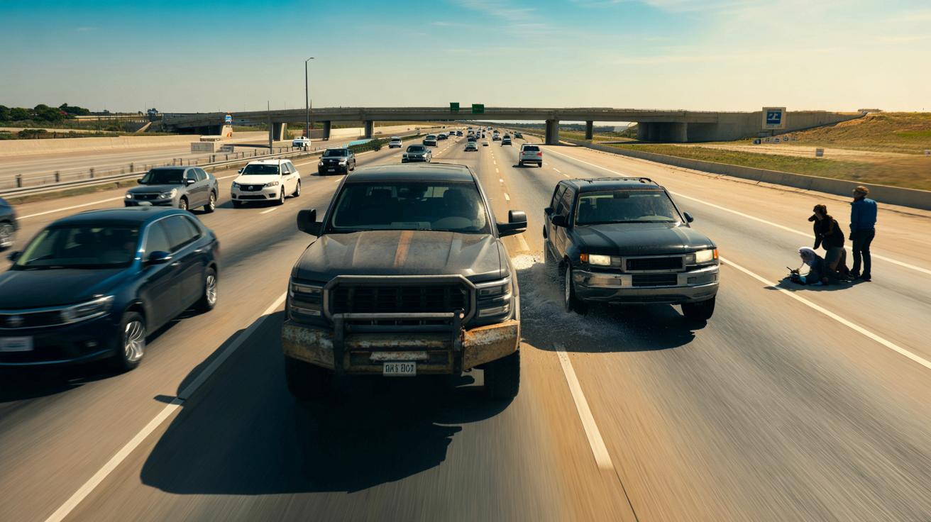 Texanin użył pick-upa jak tarczy, by zatrzymać auto bez kierowcy