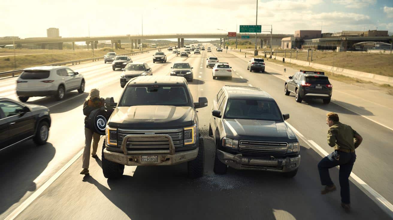 Texanin własnym pick-upem zatrzymuje rozpędzone auto i ratuje kierowcę
