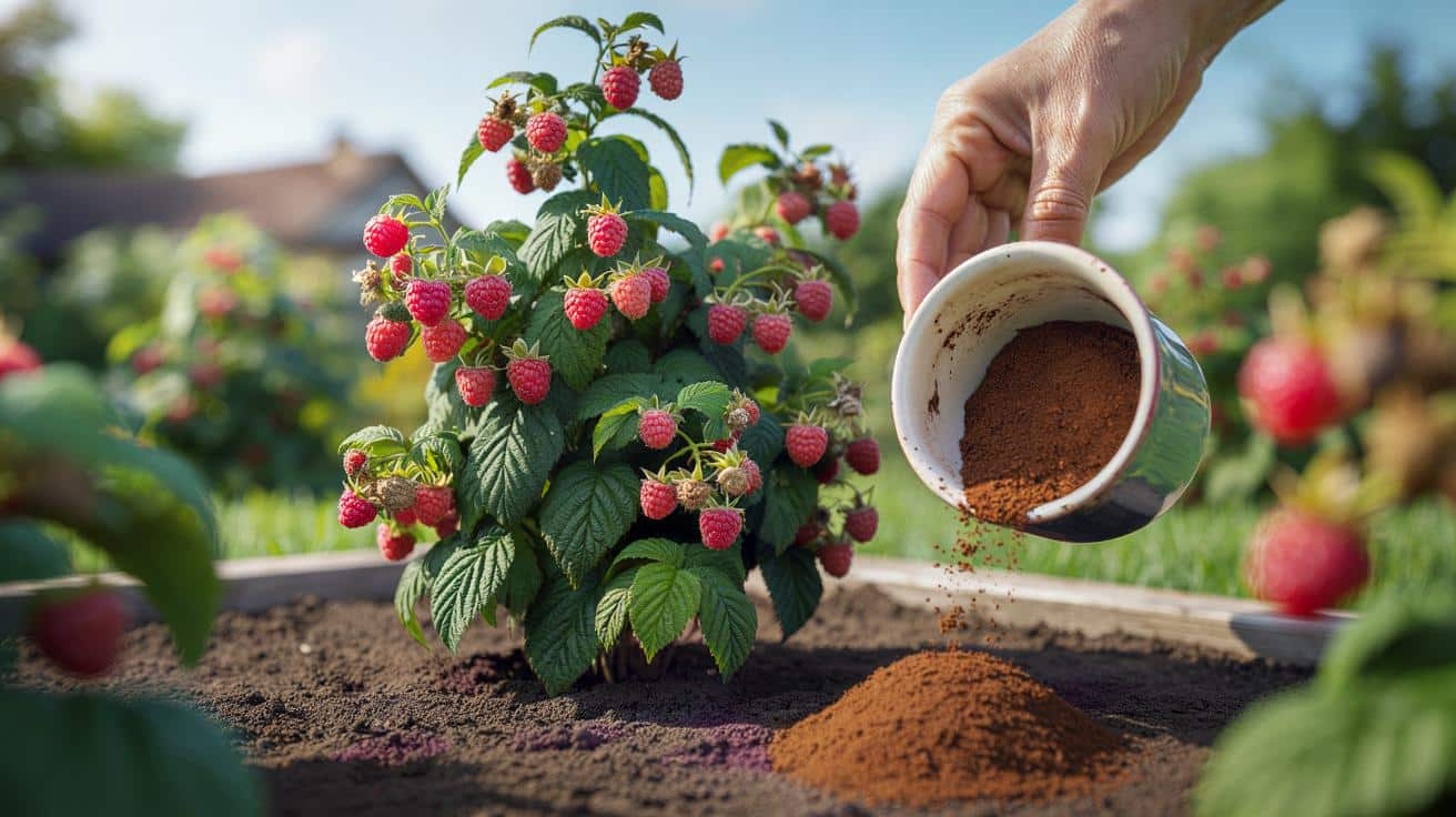 Trik z filiżanką i fusami z kawy, który podwaja plon malin