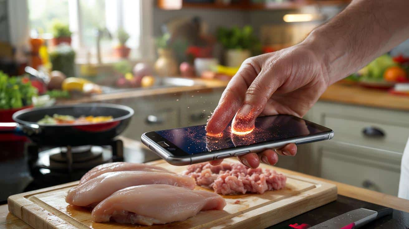 Trzymasz telefon w ręce podczas gotowania? Bakterie z surowego mięsa