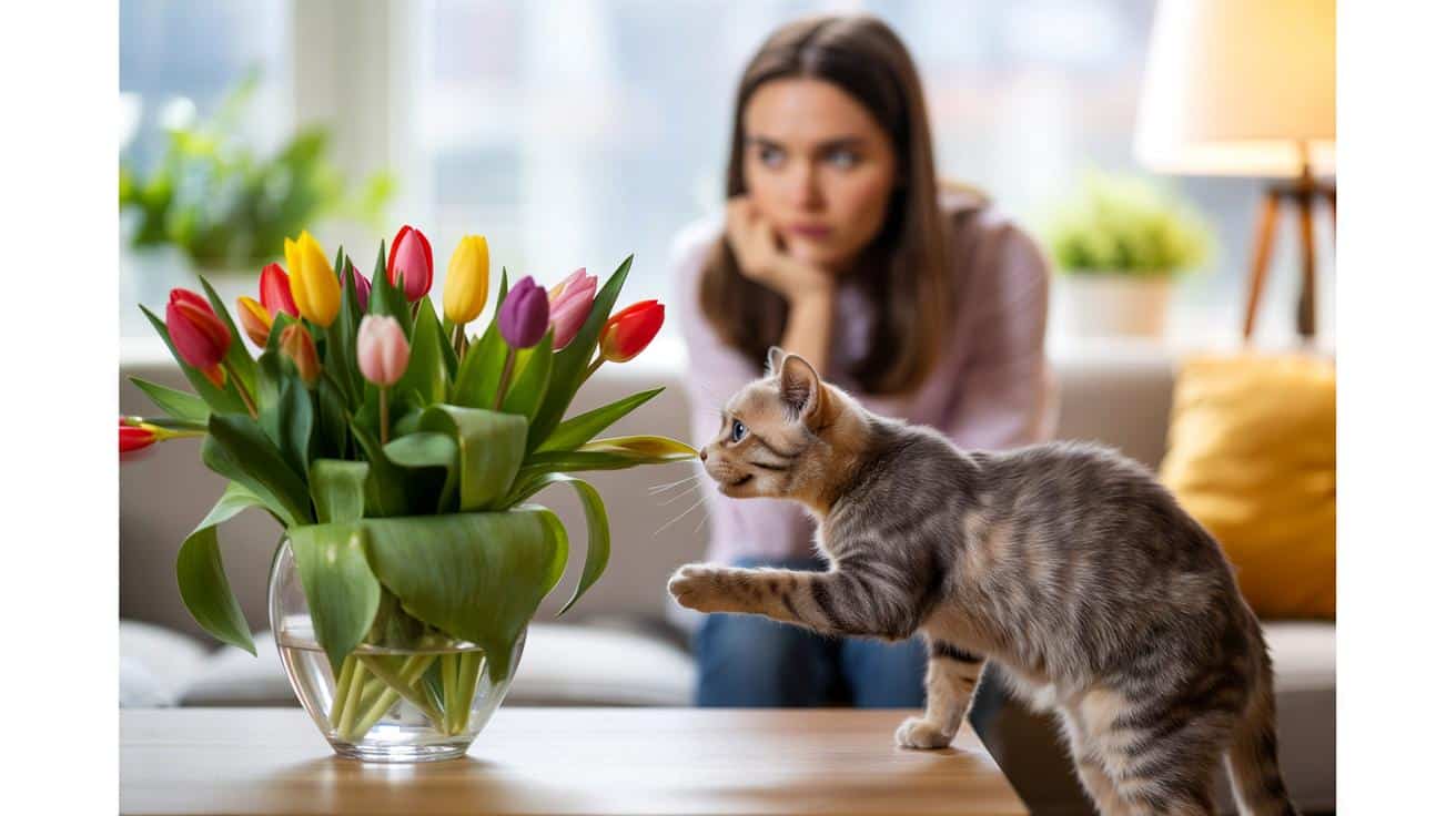 Tulipany a kot w domu: czy to bezpieczne połączenie?