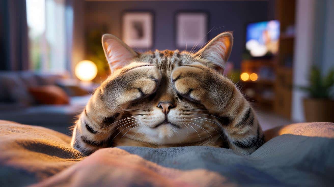 Twój kot zasypia z łapkami na oczach? Sprawdź, co ci w ten sposób mówi