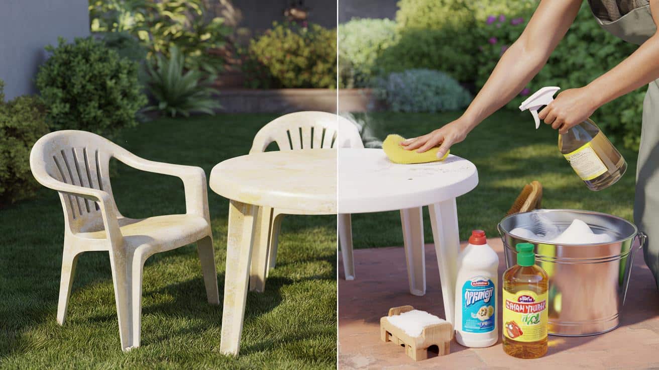 Twój plastikowy zestaw ogrodowy zżółkł? Ten domowy trik robi z niego „nowy” komplet