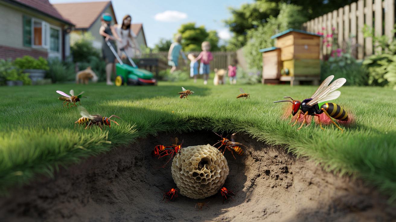 Ukryte gniazda szerszenia azjatyckiego pod trawnikiem. Eksperci biją na alarm