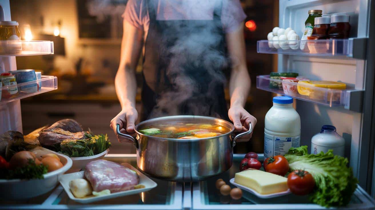 Wiele osób stawia gorące jedzenie od razu w lodówce nie wiedząc, że podnosi to temperaturę w całym urządzeniu