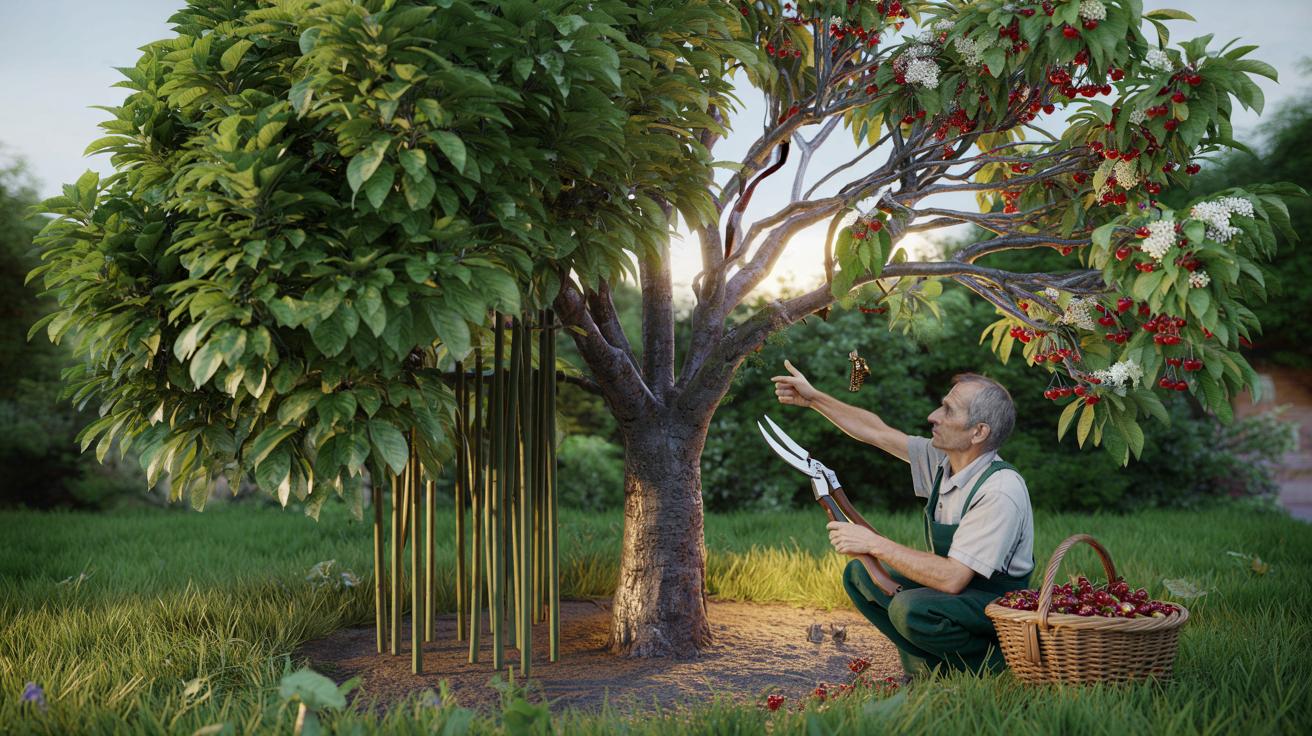 Wiśnia nie dawała owoców. Sąsiad pokazał, co wyciąć i drzewo oszalało z plonem