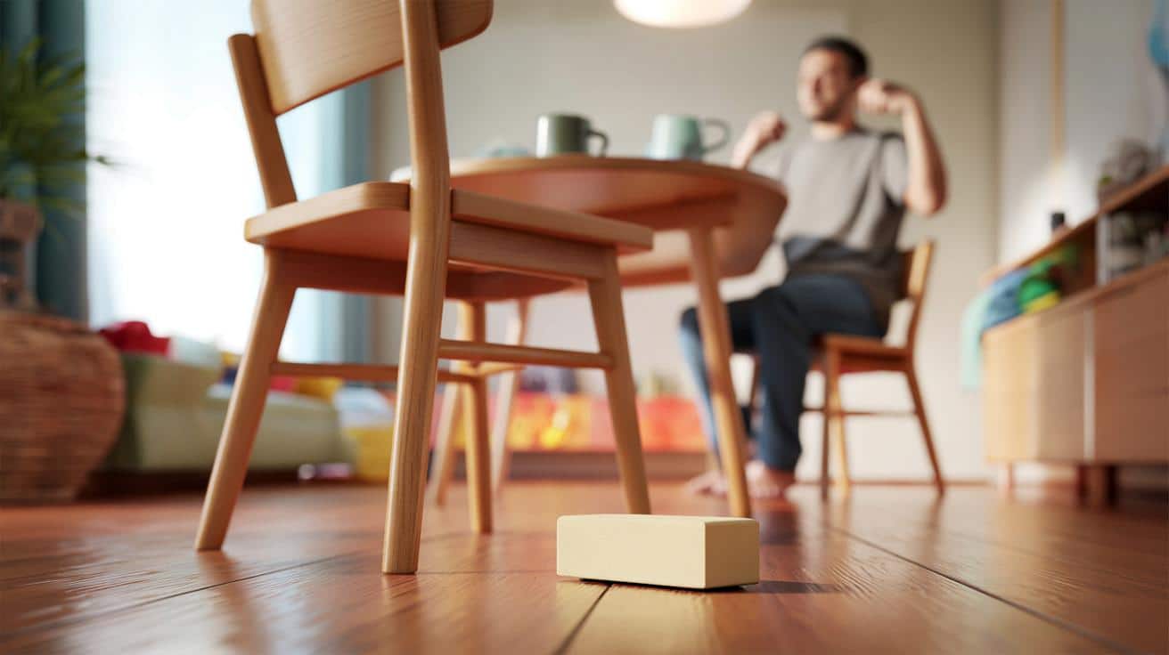 Wsuń gumkę do ścierania pod niestabilne krzesło a przestaje chybotać natychmiast