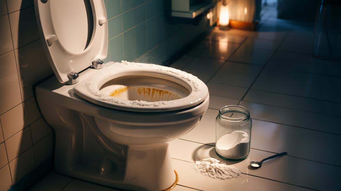 Wsyp proszek do pieczenia za sedesem na noc a kamień i osady znikają przed śniadaniem