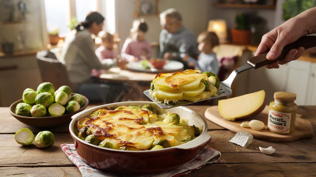Zapiekanka ziemniaczano‑brukselkowa, którą w zimowe niedziele je cała rodzina