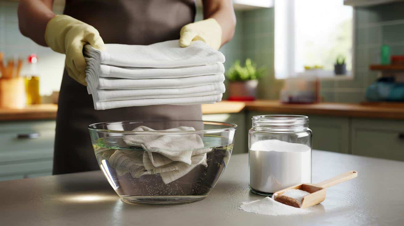 Zapomniany proszek z szafki sprawia, że kuchenne ściereczki znów są śnieżnobiałe