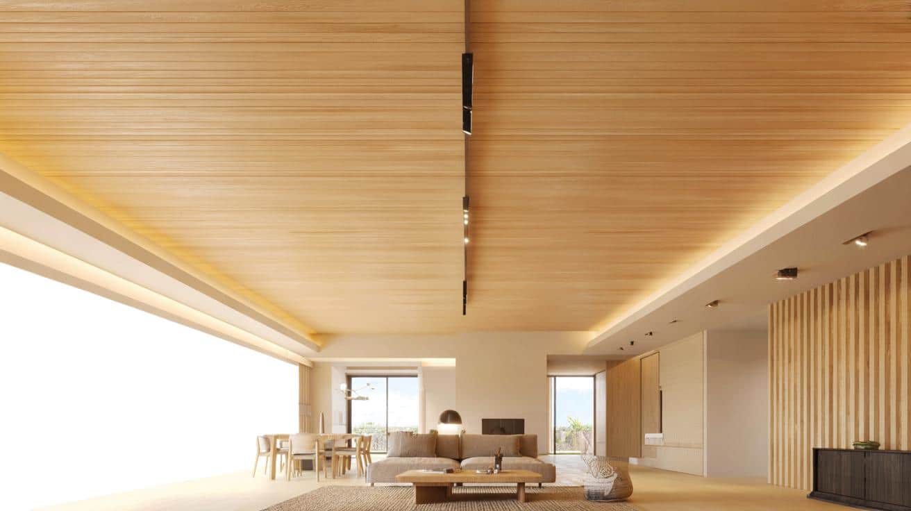 Zapomnij o białej farbie: sufit z drewna wraca w wielkim stylu