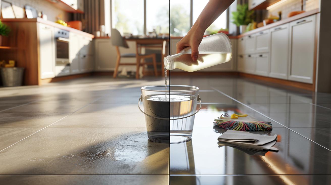 Zapomnij o cytrynie i sodzie: ten prosty płyn z szafki sprawi, że matowy gres znów zabłyśnie