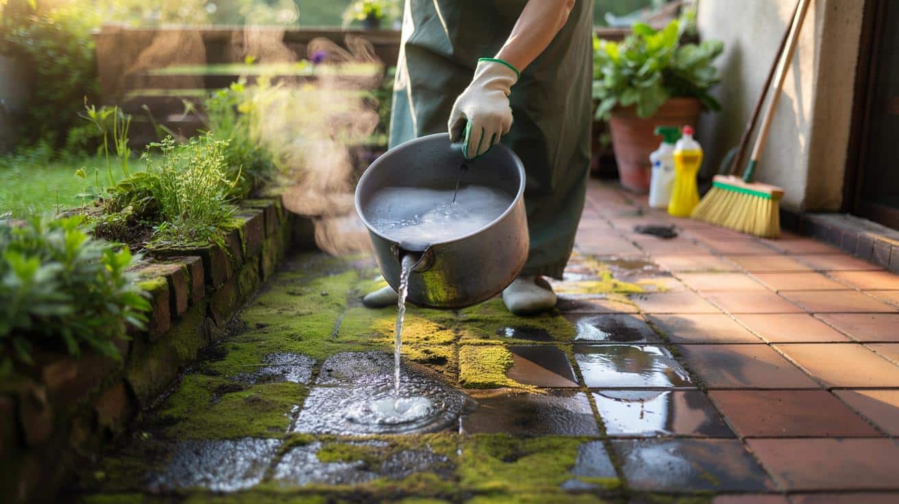 Zapomnij o wybielaczu na tarasie. Ten darmowy trik usuwa mech bez szorowania