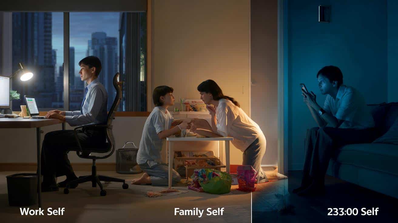 Zmęczenie trzema wersjami siebie: praca, rodzina i ten ktoś o 23:00