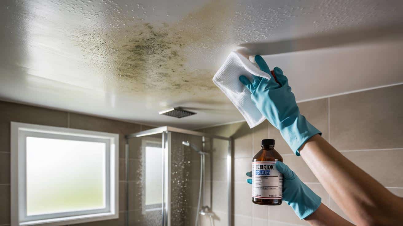 Znikający grzyb na suficie w łazience. Trik z apteki ratuje farbę