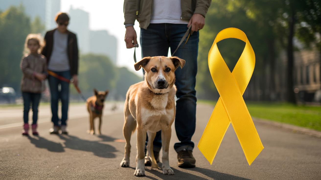 Żółta wstążka przy smyczy psa. Małe akcesorium, ogromne znaczenie